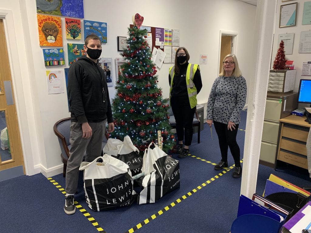 Collecting presents from John Lewis
